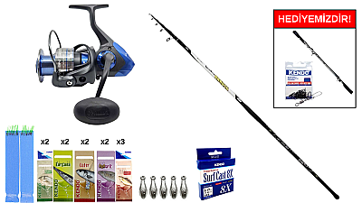 Kendo Azurro Surf 420cm 250 gr&Okuma Safina SW-X SNW-8000A 4+1BB Surf Seti - 1