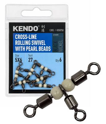 Kendo Cross-line Rolling Swivel With Pearl Beads 6 Adet - 1