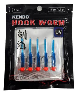 Kendo Hook Worm Jighead+Lrf Silikonu 1.5gr+4.5cm 5 Adet - 3