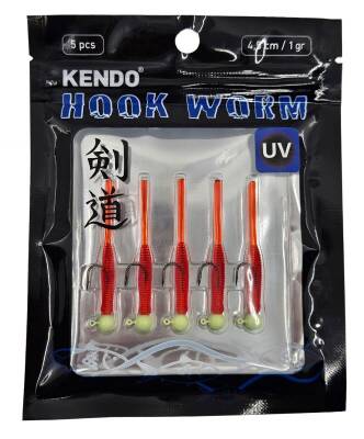 Kendo Hook Worm Jighead+Lrf Silikonu 1gr+4.5cm 5 Adet - 3