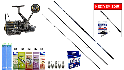 Kendo Kenshi Surf 4.20cm 120-260gr&Ryuji Momentum 10000 Silver UV 11+1BB Surf Seti - 1