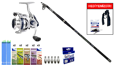Kendo Legend 3.90m 80-180gr&Okuma ARIA-8000a Painting Silver 1BB Surf Seti - 1
