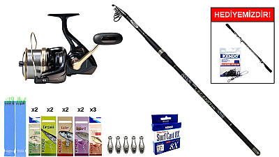 Kendo Legend 3.90m 80-180gr&Remixon Venom 9000 5+1BB Surf Seti - 1