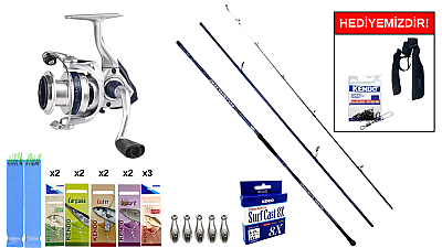 Kendo Palamita Surf 420cm 200gr&Okuma ARIA-6000a Painting Silver 1BB Surf Seti - 1