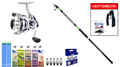 Kendo Suro Surf 420cm 100-200gr&Okuma ARIA-6000a Painting Silver 1BB Surf Seti - 1