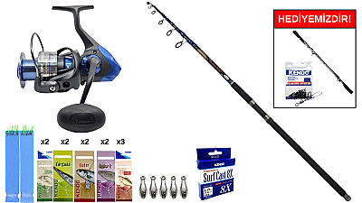 Kendo Tournament 3.50m 100-200gr&Okuma Safina SW-X SNW-8000A 4+1BB Surf Seti - 1