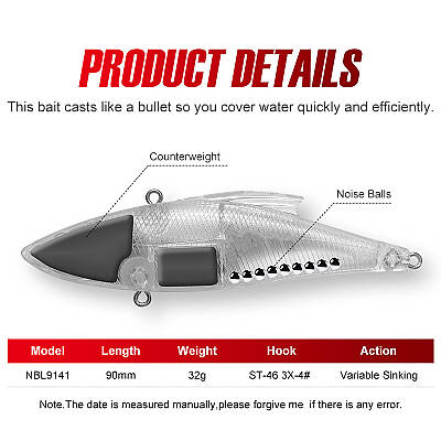 Noeby NBL 9141 Rattlin Lipless Vib 90mm 30gr Sahte Yem - 3