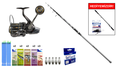 Okuma Alaris Tele Surf 420 cm 100-200 gr&Ryuji Momentum 10000 Silver UV 11+1BB Surf Seti - 1