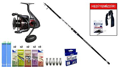 Okuma Aria Tele Surf 4,20 cm 100-250 gr&Okuma Ceymar C-6000A Dark Grey 7+1BB Surf Seti - 1