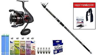 Okuma Carbonite Pro Tele Surf 420cm 100-200gr&Okuma Ceymar C-6000A Dark Grey 7+1BB Surf Seti - 1