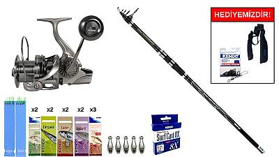 Okuma Carbonite Pro Tele Surf 420cm 100-200gr&Ryuji Momentum 6000 Silver 11+1BB Surf Seti - 1