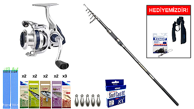 Okuma Carbonite Tele Surf 12' 360 cm 80-150gr&Okuma ARIA-8000a Painting Silver 1BB Surf Seti - 1