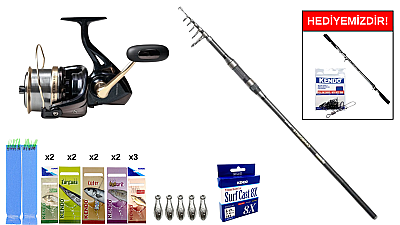 Okuma Carbonite Tele Surf 12' 360 cm 80-150gr&Remixon Venom 8000 5+1BB Surf Seti - 1