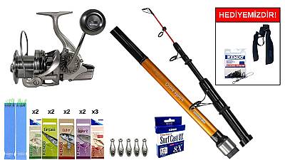 Okuma Fina Pro Tele 390cm 100-200gr&Ryuji Momentum 6000 Silver 11+1BB Surf Seti - 1