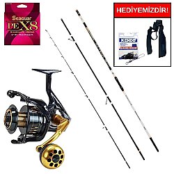 Okuma Flite+ Super Light Surf 420cm 100-250gr&Okuma Salina SA-6000HA Blue 6+1BB Kurşun Arkası Set - Okuma