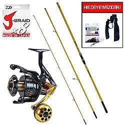 Okuma Makaira Surf 4,30 cm 100-250 gr&Okuma Salina SA-6000HA Blue 6+1BB Kurşun Arkası Set - Okuma