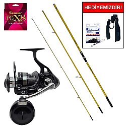 Okuma Makaira Surf 4,50 cm 100-250&Savage Gear SGS8 8000 FD 8+1BB Kurşun Arkası Set - Okuma
