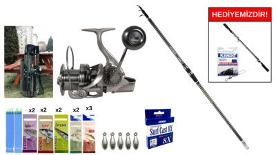 Okuma Revenger Tele Surf 420 cm100-250 gr&Ryuji Momentum 6000 Silver 11+1BB Surf Seti - 1