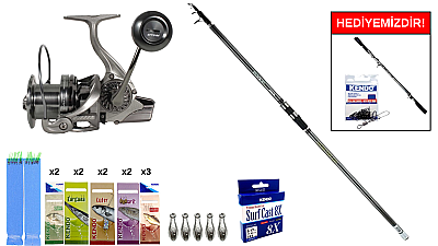 Okuma Revenger Tele Surf 420 cm100-250 gr&Ryuji Momentum 6000 Silver 11+1BB Surf Seti - 1