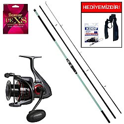 Okuma Salina II Surf 420cm 100-250gr&Okuma Ceymar C-8000A Dark Grey 7+1BB Kurşun Arkası Set - Okuma