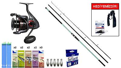 Okuma Salina II Surf 420cm 100-250gr&Okuma Ceymar C-8000A Dark Grey 7+1BB Surf Seti - 1