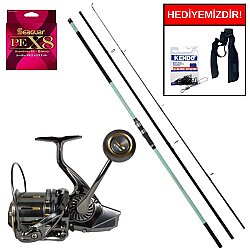 Okuma Salina II Surf 420cm 100-250gr&Ryuji Momentum 10000 Silver UV 11+1BB Kurşun Arkası Set - Okuma