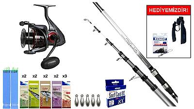 Okuma Wave Power Tele Surf 4.20 cm 100-200 gr&Okuma Ceymar C-6000A Dark Grey 7+1BB Surf Seti - 1
