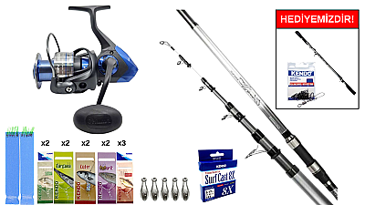 Okuma Wave Power Tele Surf 4.20 cm 100-200 gr&Okuma Safina SW-X SNW-8000A 4+1BB Surf Seti - 1