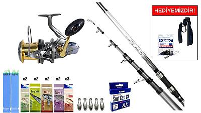 Okuma Wave Power Tele Surf 4.20 cm 100-200 gr&Remixon Avenger 9000 7+1 Surf Seti - 1