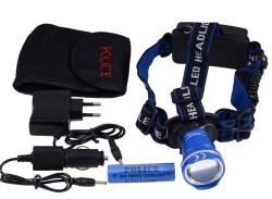 Police PS-1824 12/220V Zoomlu Şarjlı Kafa Feneri - DİĞER