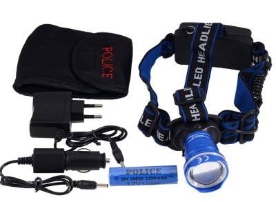 Police PS-1824 12/220V Zoomlu Şarjlı Kafa Feneri - 1
