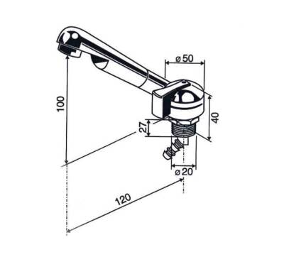 Reich 300/171-1 Öne Eğilebilir Siyah-Krom Mono 12V Soğuk Musluk - 2