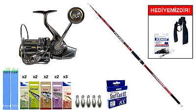 Remixon Falcon 4.20m 100-225gr&Ryuji Momentum 10000 Silver UV 11+1BB Surf Seti - 1