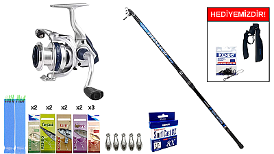 Remixon Strong 4.20m 100-250gr&Okuma ARIA-8000a Painting Silver 1BB Surf Seti - 1