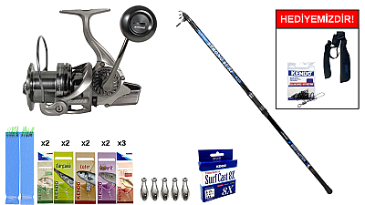 Remixon Strong 4.20m 100-250gr&Ryuji Momentum 6000 Silver 11+1BB Surf Seti - 1