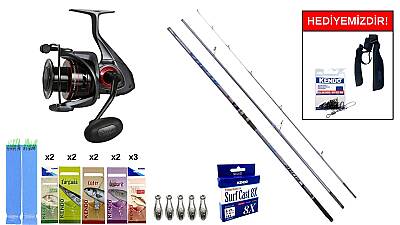 Ryuji Alpha Fuji 4.20M, 100-250Gr&Okuma Ceymar C-8000A Dark Grey 7+1BB Surf Seti - 1