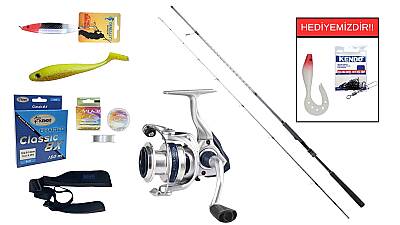 Ryuji Ares X 2.40M 9-45Gr&Okuma ARIA-C4000a Painting Silver 1BB Spin Seti - 1