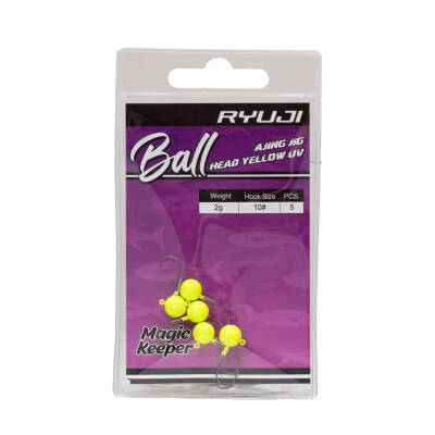 RYUJI BALL AJING YELLOW UV JIGHEAD İĞNE NO:10 (5 ADET) - 2