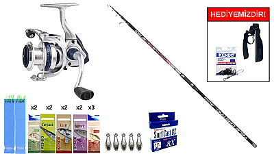 Ryuji Beach Side 3.60M, 150Gr&Okuma ARIA-6000a Painting Silver 1BB Surf Seti - 1