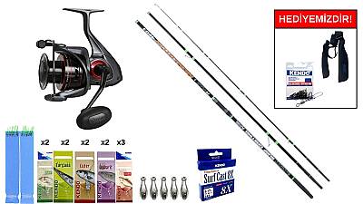 Ryuji Momentum 4.20M, 100-250Gr&Okuma Ceymar C-8000A Dark Grey 7+1BB Surf Seti - 1