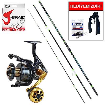 Ryuji Procasting Surf Fuji 4.25M 150-350Gr&Okuma Salina SA-6000HA Blue 6+1BB Kurşun Arkası Set - 1