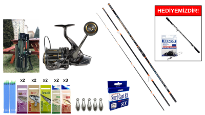 Ryuji Procasting Surf Fuji 4.50M,100-300gr&Ryuji Momentum 10000 Silver UV 11+1BB Surf Seti - 1