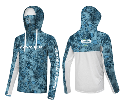 RYUJI UV PERFORMANCE HOODIE SHIRT+NECK, BLUE REEF - 1