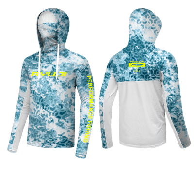 RYUJI UV PERFORMANCE HOODIE SHIRT+NECK, ICE BLUE - 1