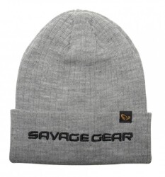 Savage Gear Fold-up Beanie One Size Light Grey Melange - Savage gear