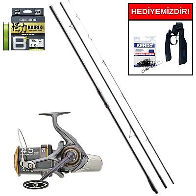 Shimano Aerlex H Surf Tubular 4,25m 225gr&Daiwa Crosscast S24 45 SCW 5000 C QD Kurşun Arkası Set - 1