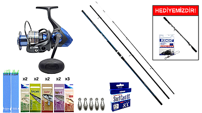 Shimano Alivio 4,25m 225g&Okuma Safina SW-X SNW-8000A 4+1BB Surf Seti - 1