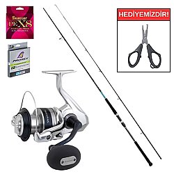 Shimano Bassterra XT Shore 305 Cm 50-150 Gr&Shimano Makina Saragosa 8000 SW A HG Profesyonel Shore Jig Seti - Shimano