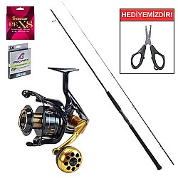 Shimano Currentsniper BB 2,90m Max 85-100g&Okuma Salina SA-6000HA Blue 6+1BB Profesyonel Shore Jig Seti - Shimano