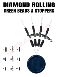 Trabucco Diamond Rolling Green Beads & Stoppers Small - Trabucco